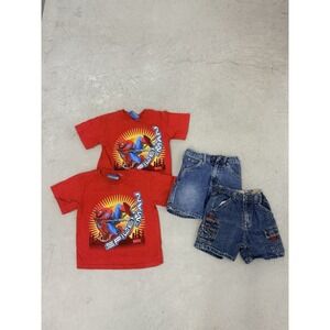 Vtg 2007 Spider-Man Marvel Kids 2T 3T Lot 4pc Graphic Tees & Jorts Denim Set